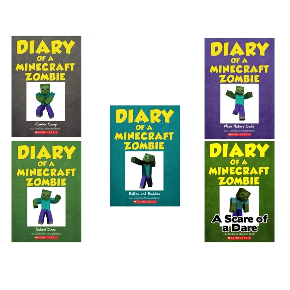 Scholastic Minecraft Zombie Book Collection - Green, Purple, Black Covers